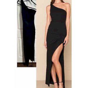 Lulus Good Times Only Black One-Shoulder Maxi Dress No Size Tag